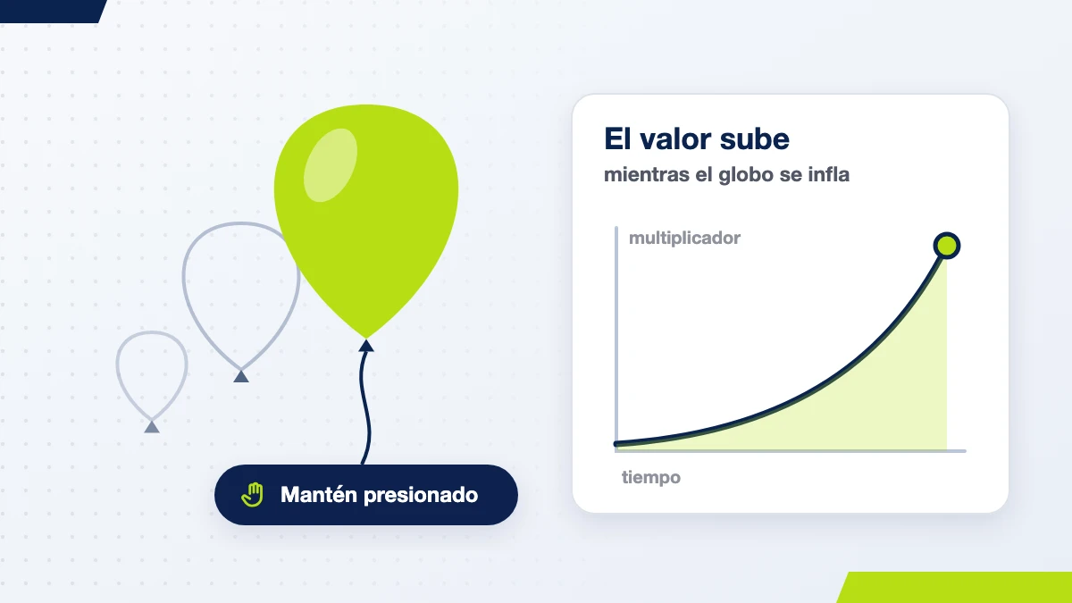 Jugabet Balloon: el globo se infla mientras mantienes presionado el botón y el valor sube con el tiempo